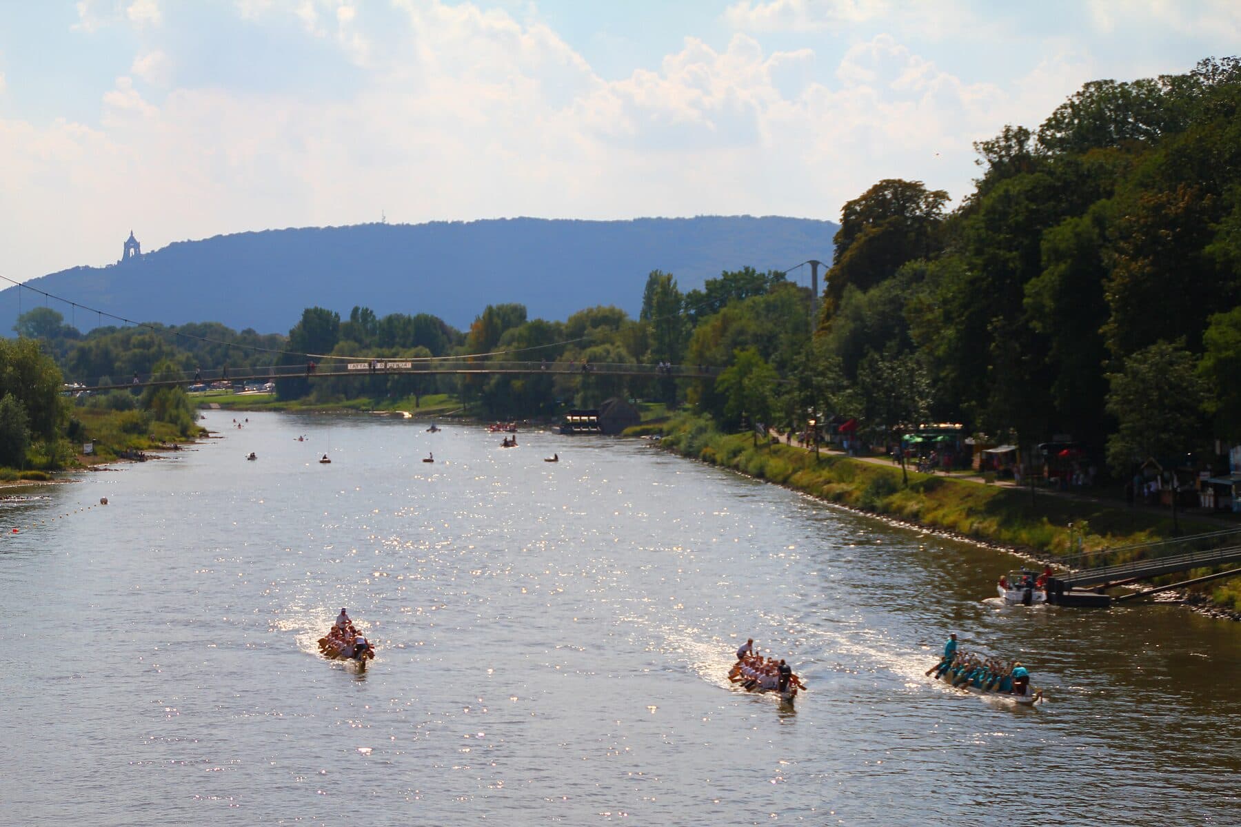 Blick über die Weser bei Minden mit Kaiser-Wilhelm-Denkmal
